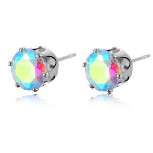 Rainbow crystal titanium stainless steel boutique stud earrings NWT